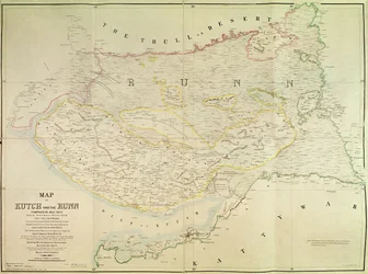 Carte de Kutch et Runn, Inde, 1854